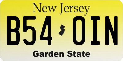 NJ license plate B54OIN