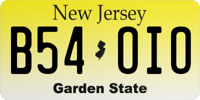 NJ license plate B54OIO