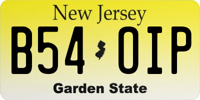 NJ license plate B54OIP