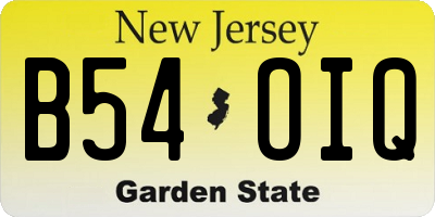 NJ license plate B54OIQ