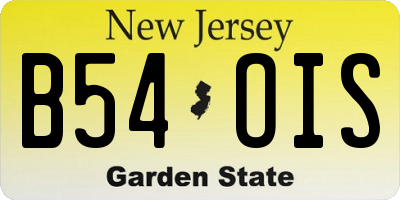 NJ license plate B54OIS