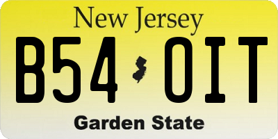 NJ license plate B54OIT