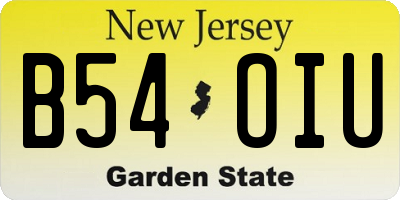 NJ license plate B54OIU