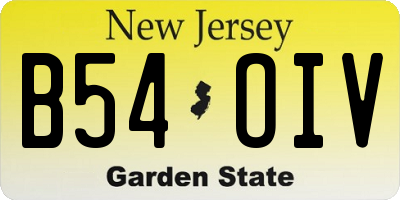 NJ license plate B54OIV