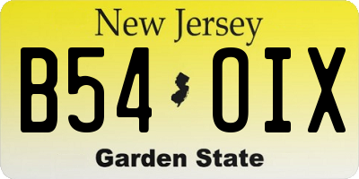 NJ license plate B54OIX