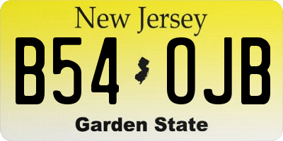 NJ license plate B54OJB