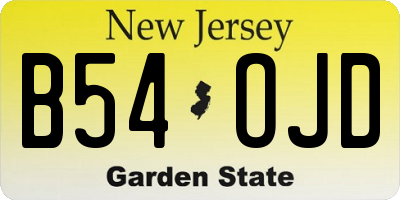 NJ license plate B54OJD