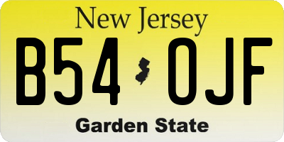 NJ license plate B54OJF