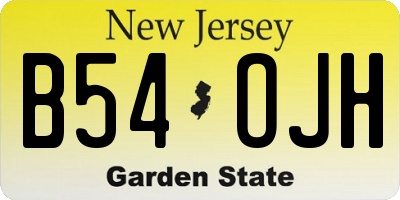 NJ license plate B54OJH