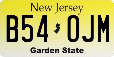 NJ license plate B54OJM