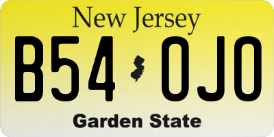 NJ license plate B54OJO
