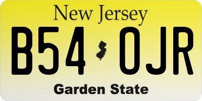 NJ license plate B54OJR