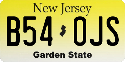 NJ license plate B54OJS