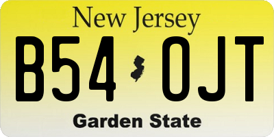 NJ license plate B54OJT