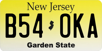 NJ license plate B54OKA