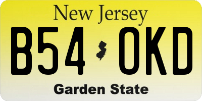 NJ license plate B54OKD