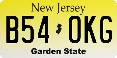 NJ license plate B54OKG