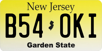 NJ license plate B54OKI