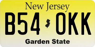 NJ license plate B54OKK