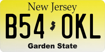 NJ license plate B54OKL