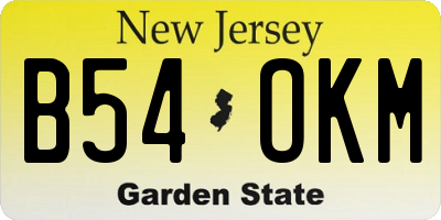 NJ license plate B54OKM