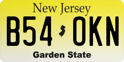 NJ license plate B54OKN