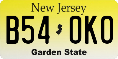 NJ license plate B54OKO
