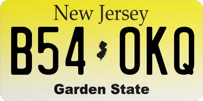 NJ license plate B54OKQ