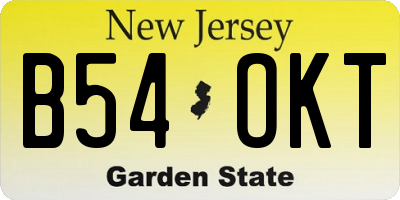 NJ license plate B54OKT