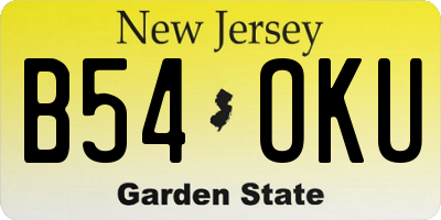 NJ license plate B54OKU