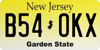 NJ license plate B54OKX