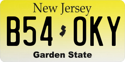 NJ license plate B54OKY