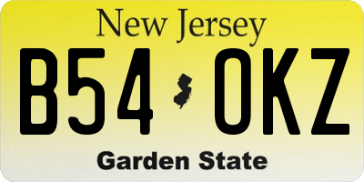 NJ license plate B54OKZ