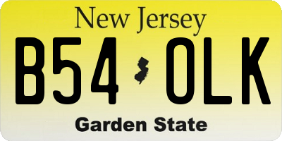 NJ license plate B54OLK