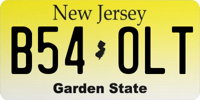 NJ license plate B54OLT