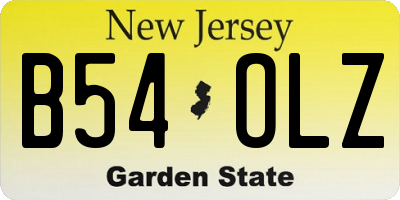 NJ license plate B54OLZ