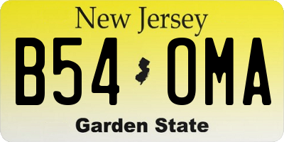 NJ license plate B54OMA