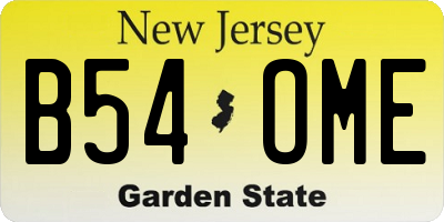 NJ license plate B54OME