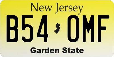 NJ license plate B54OMF
