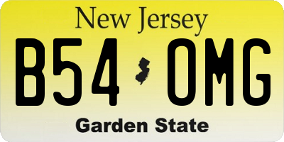 NJ license plate B54OMG