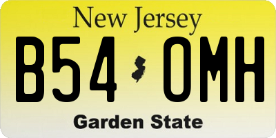 NJ license plate B54OMH
