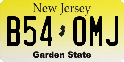 NJ license plate B54OMJ