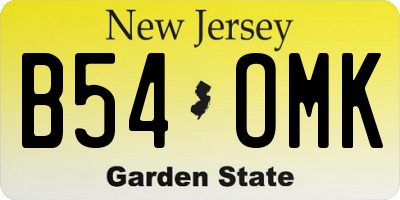 NJ license plate B54OMK