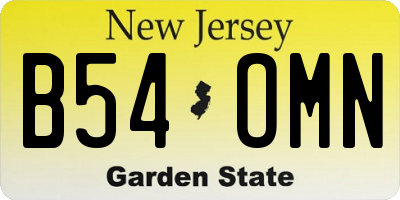 NJ license plate B54OMN