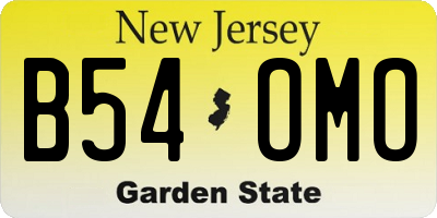 NJ license plate B54OMO