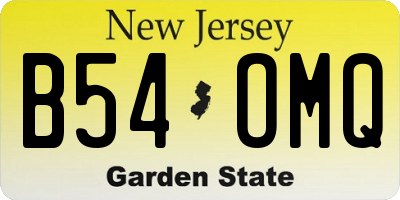 NJ license plate B54OMQ