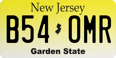 NJ license plate B54OMR