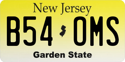 NJ license plate B54OMS