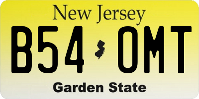 NJ license plate B54OMT