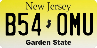 NJ license plate B54OMU
